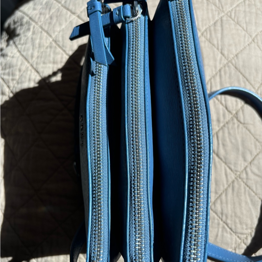 DKNY Handbag Vinyl Slate blue crossbody style. GUC - Picture 2 of 9